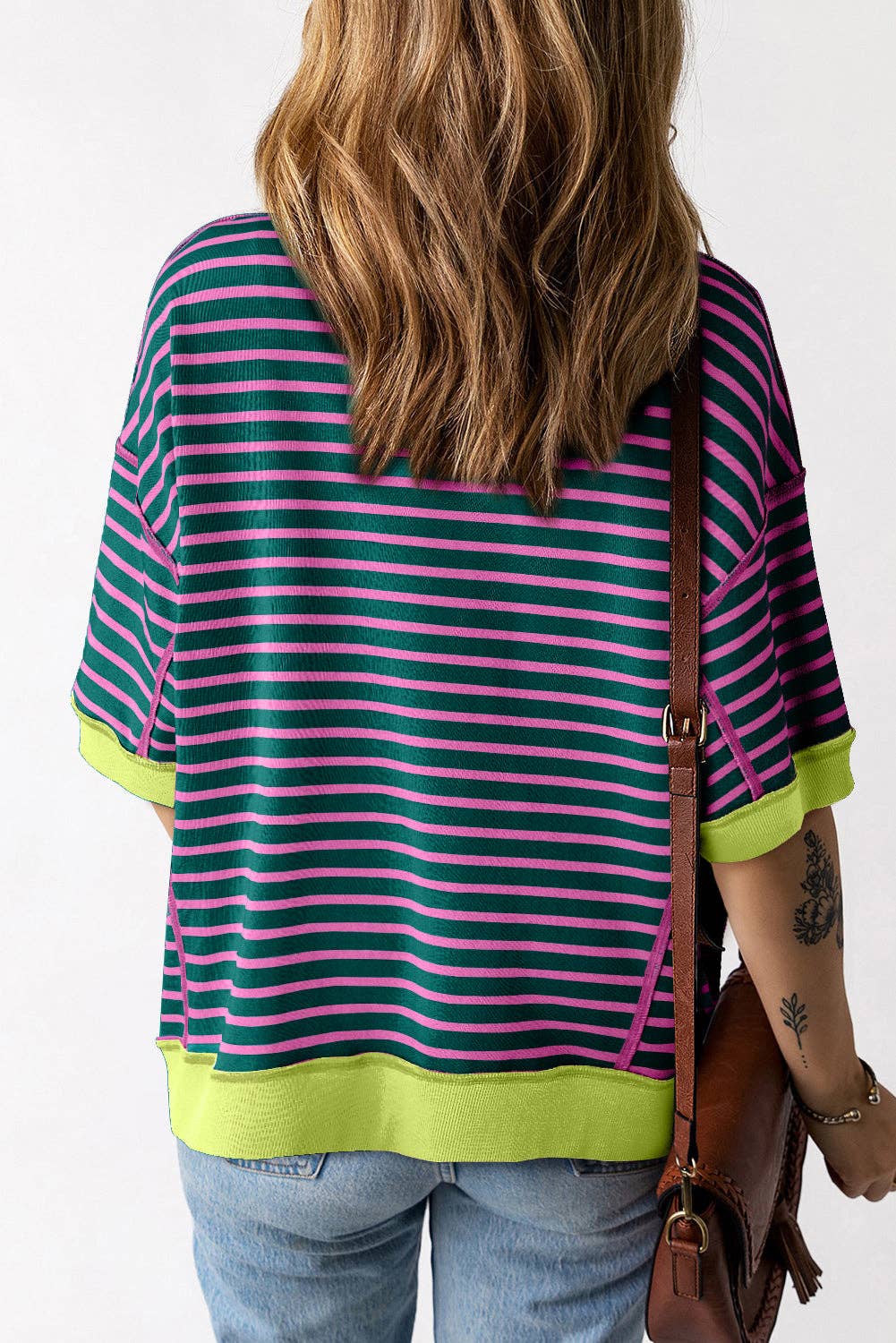 Stripe Contrast Trim T-Shirt