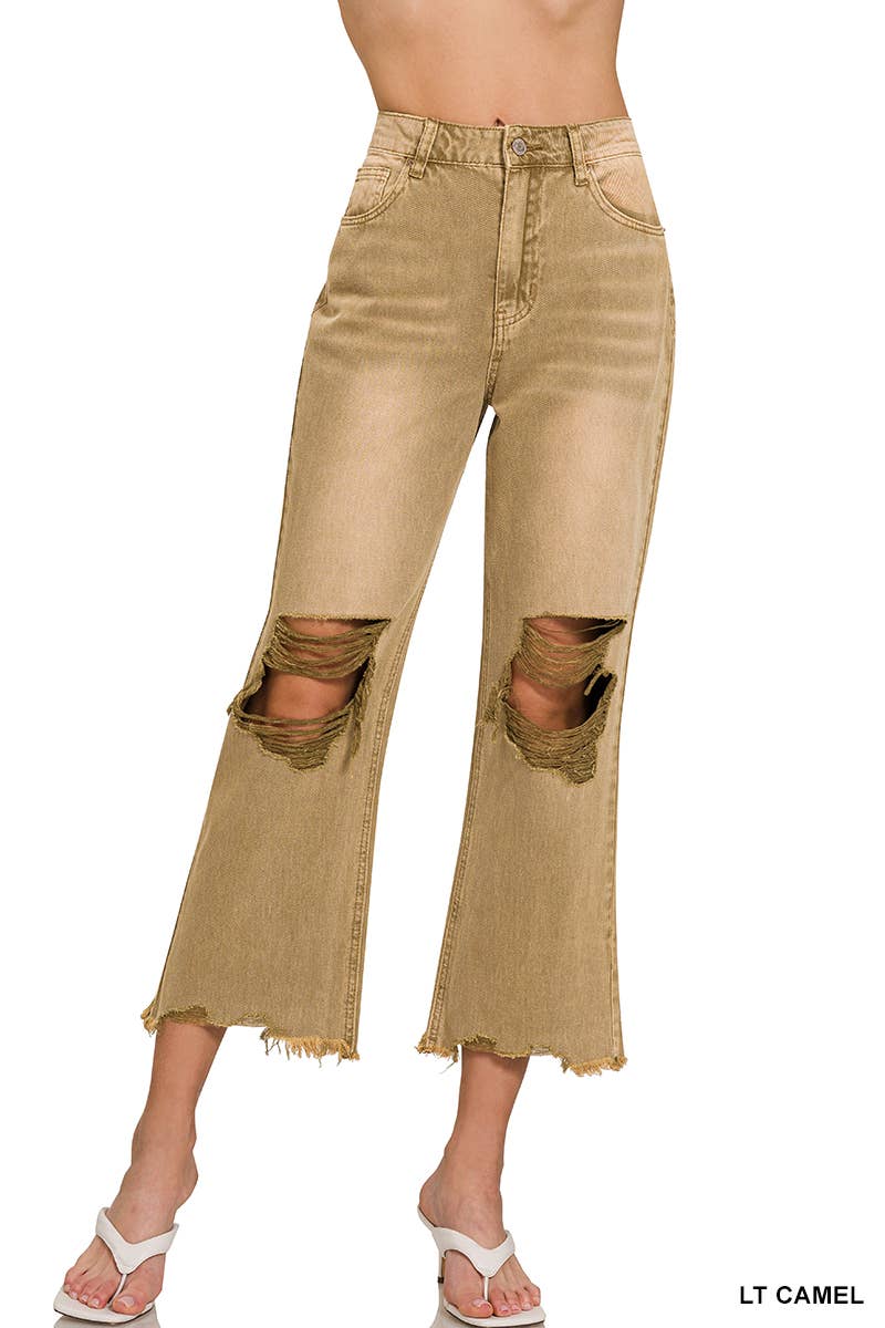 `.Washed Distressed Crop Pants Colored Jeans: B VIOLET-167742 / 31