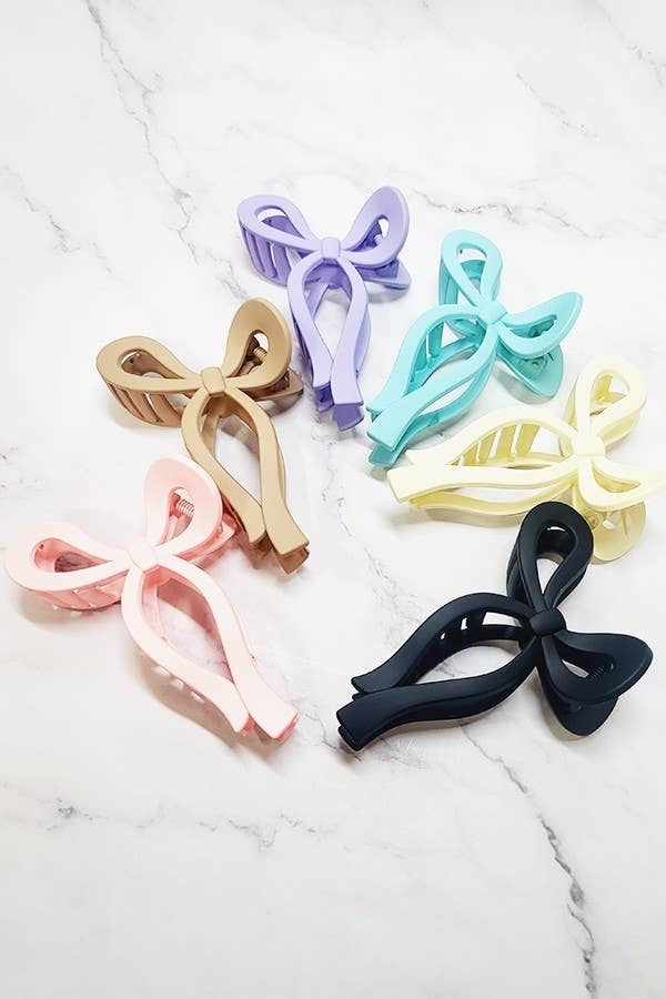 Matte Color Ribbon Shaped Hair Claw Clip
