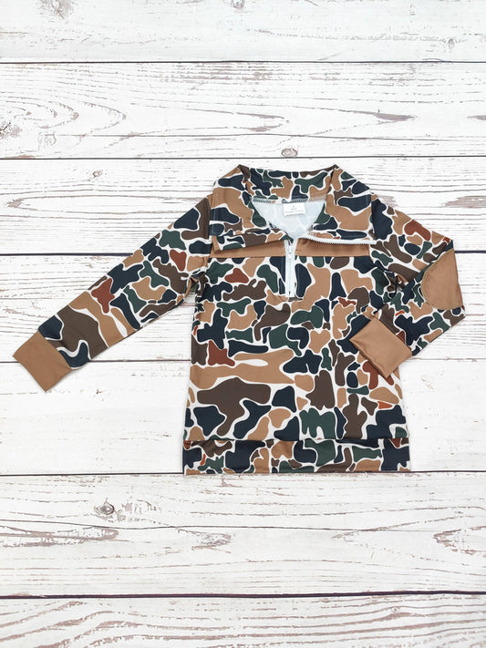 Boys Camouflage Zip Hunting Pullover