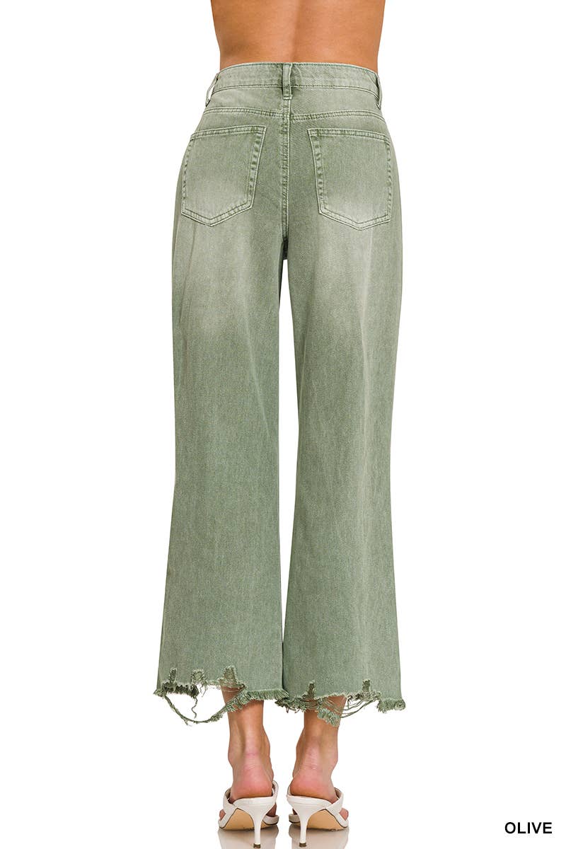 `.Washed Distressed Crop Pants Colored Jeans: B VIOLET-167742 / 31
