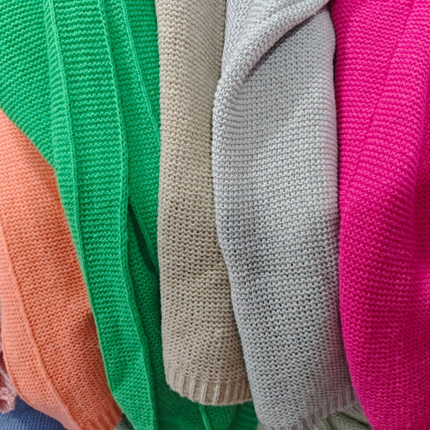 Plain button down Hooded knit long cardigan coat: Khaki / L