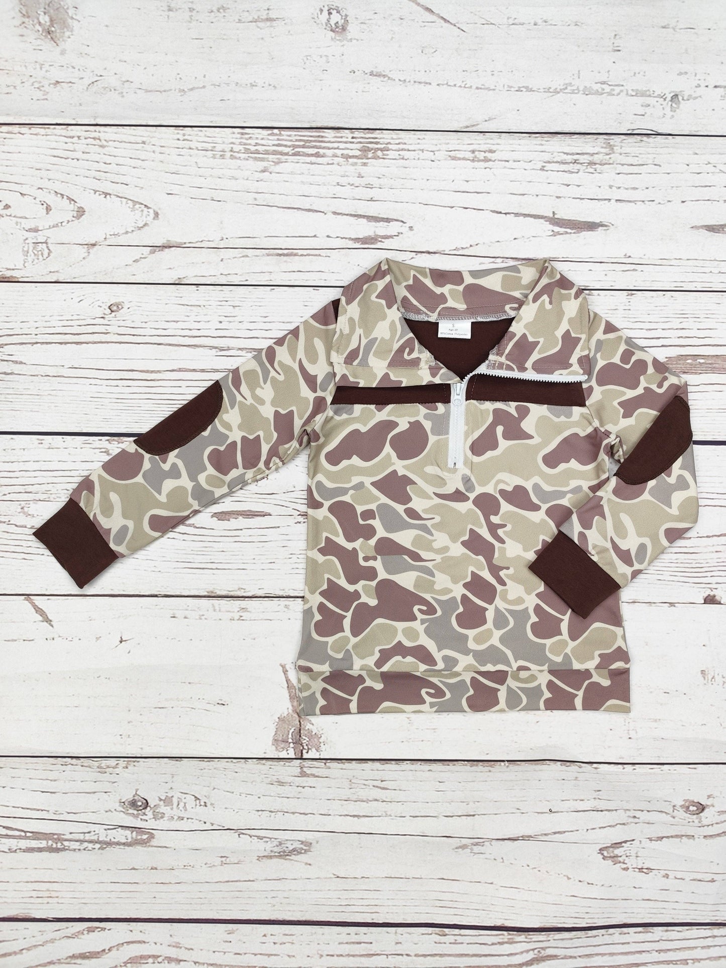 Boys Camouflage Zipper Hunting Pullover