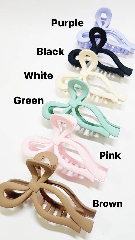 Matte Color Ribbon Shaped Hair Claw Clip