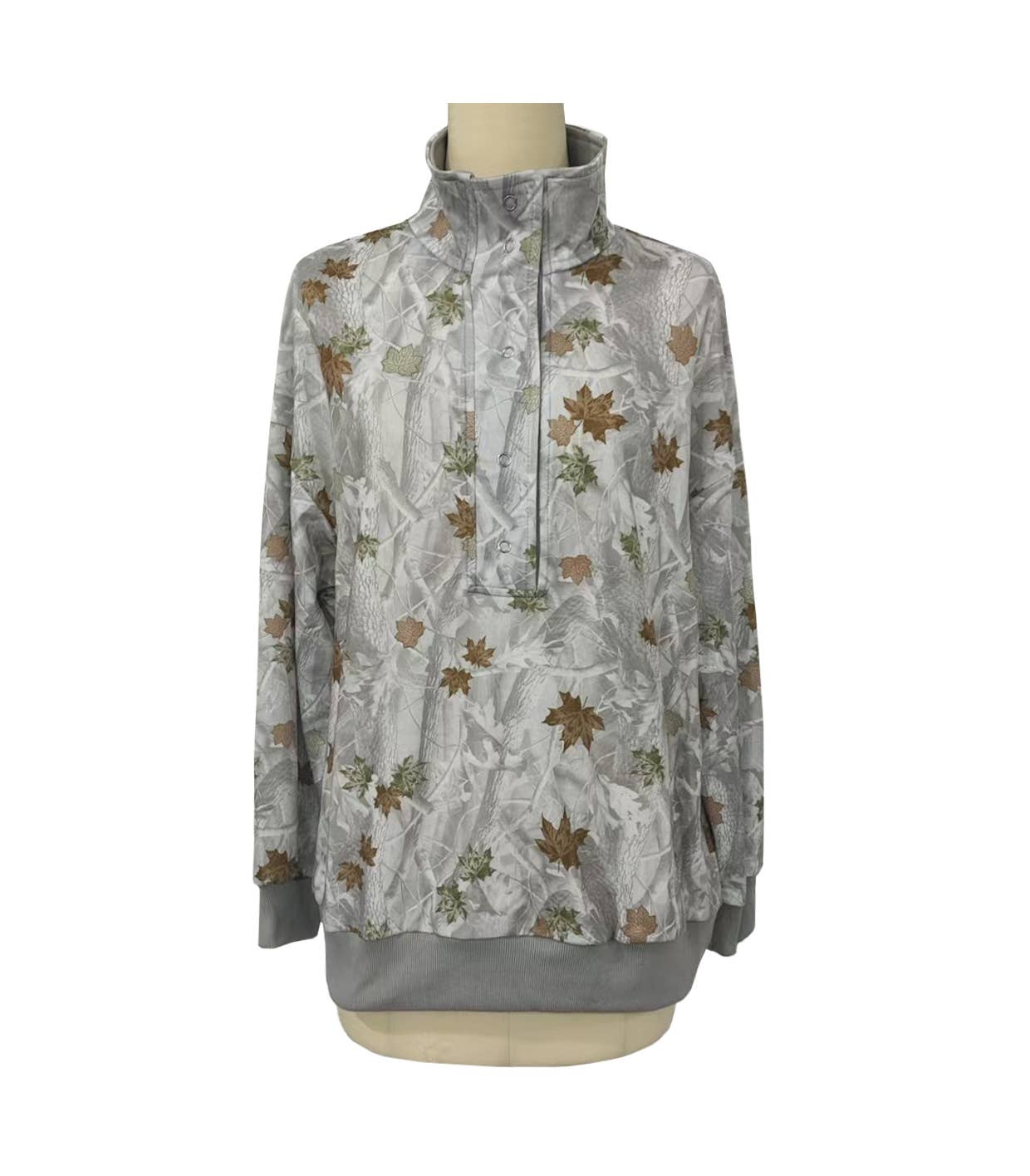 Western Retro Camo Tree Branch Collared Sweatshirt: Camo_3 / S