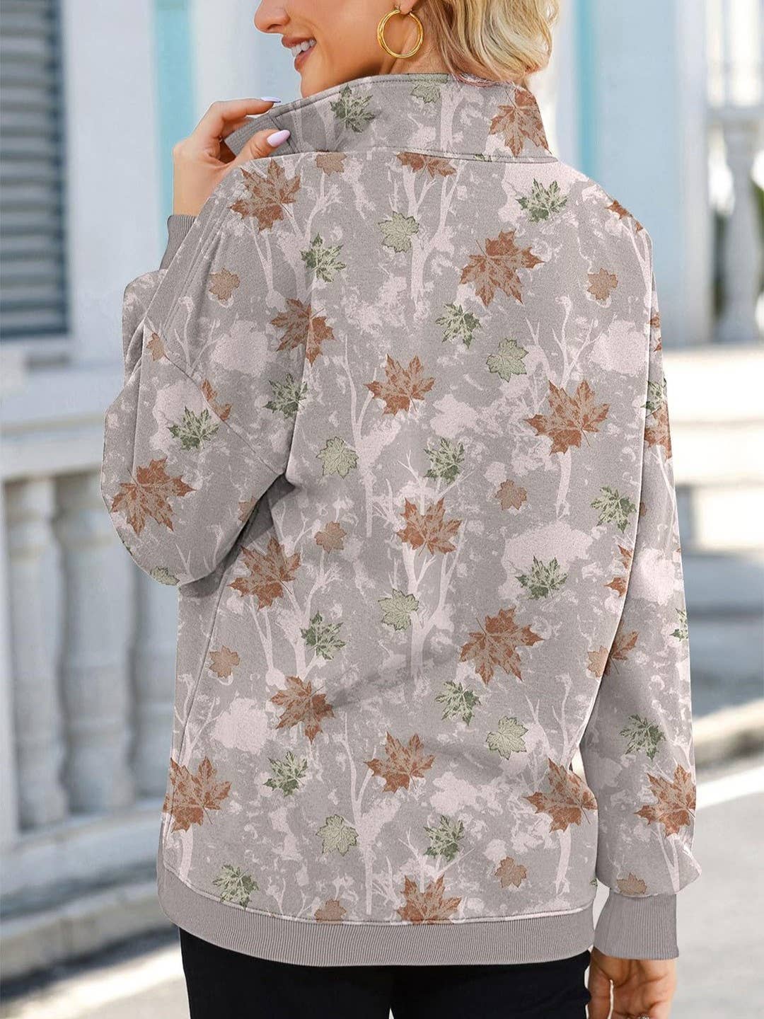 Western Retro Camo Tree Branch Collared Sweatshirt: Camo_3 / S