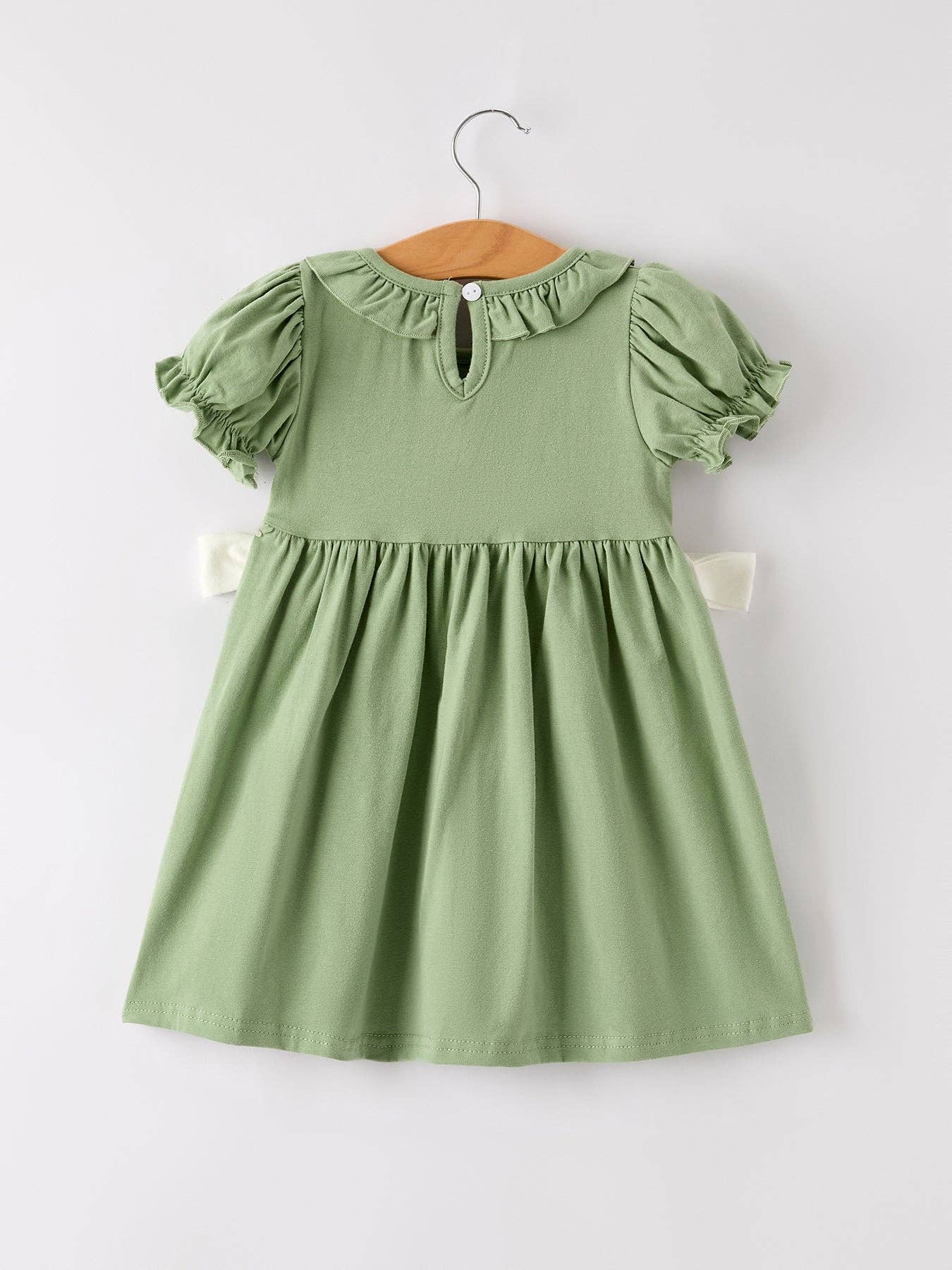 Fall Thanksgiving Smock Embroidered Green